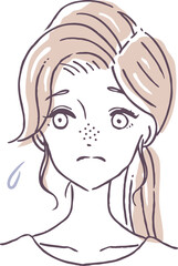 鼻のぶつぶつに悩む女性のイラスト素材