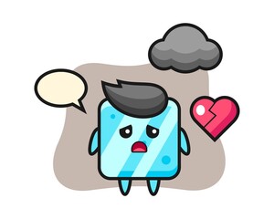 Ice cube cartoon illustration is broken heart