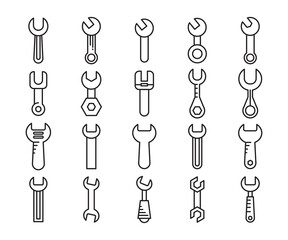 wrench and spanner icons vector