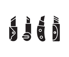 knife and cutter tools icons set 