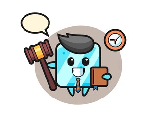 Mascot cartoon of ice cube as a judge