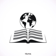 earth globe in opened book concept vector illustration