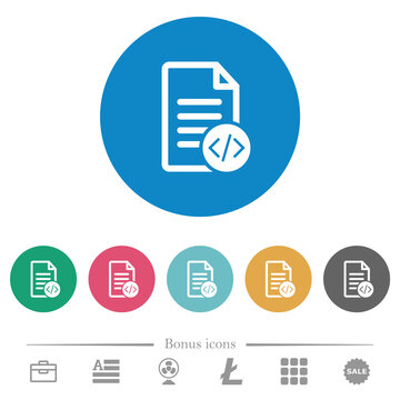 Source code document flat round icons