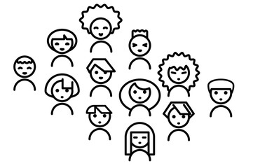 Vector icon set people portraits for social media. 