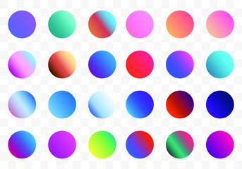 Set of round Vector Gradient. Multicolor Sphere. Modern abstract background texture. Template for design. Isolated objects
