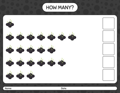 How many counting game with farkleberry worksheet for preschool kids, kids activity sheet, printable worksheet