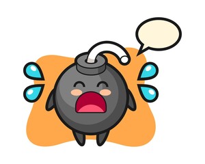 Bomb cartoon illustration with crying gesture
