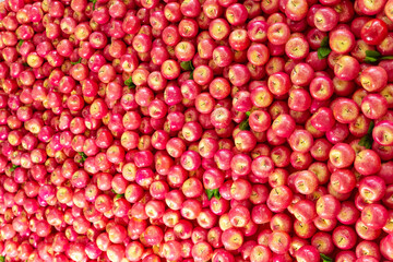 Apples background, a lot of red apples, texture, many fruits