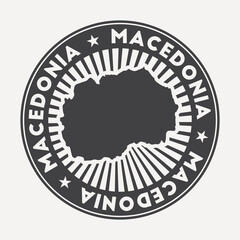 Macedonia round logo. Vintage travel badge with the circular name and map of country, vector illustration. Can be used as insignia, logotype, label, sticker or badge of Macedonia.