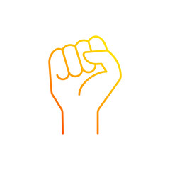 Clenched fist gradient linear vector icon. Demonstration of power. Boxing sign. Sign of fight for rights. Thin line color symbols. Modern style pictogram. Vector isolated outline drawing