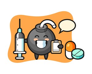 Mascot illustration of bomb as a doctor