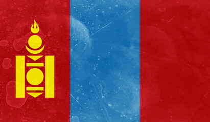 Flag of Mongolia with effect crumpled paper and grunge