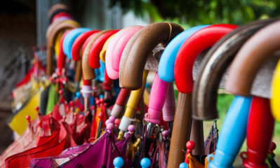 Umbrellas at a school in Mandalay, Myanmar (Burma), South-East Asia