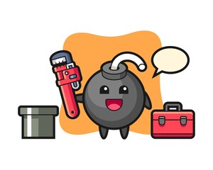 Character illustration of bomb as a plumber