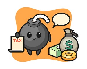 Character cartoon of bomb as a accountant