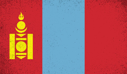 Flag of Mongolia with effect crumpled paper and grunge