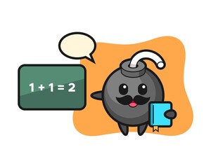 Illustration of bomb character as a teacher