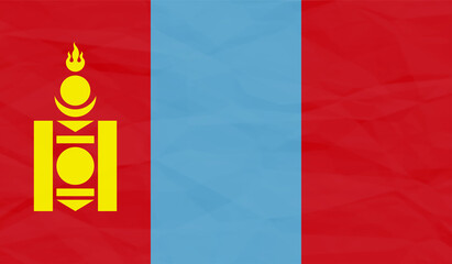 Flag of Mongolia with effect crumpled paper and grunge