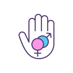 Sexual ethics RGB color icon. Intimate relationships. Sexual morality. Emotional and physical health. Differences male and female anatomy study. Sexual reproduction. Isolated vector illustration