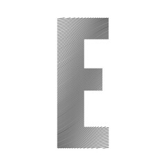 Capital letter E with a wavy striped pattern applied over it
