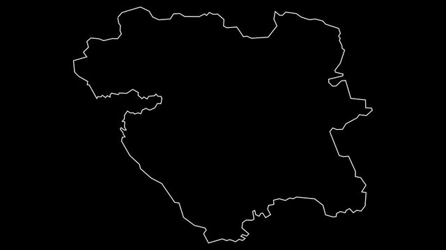 Kurdistan Iran province map outline animation