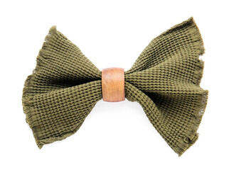 Clean napkin with ring on white background