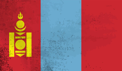 Flag of Mongolia with effect crumpled paper and grunge