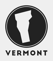Vermont icon. Round logo with us state map and title. Stylish Vermont badge with map. Vector illustration.