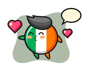 Ireland flag badge character cartoon with kissing gesture