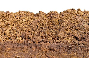 Isolates, large pile of soil.