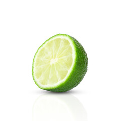 Half of lime citrus fruit isolated on white background