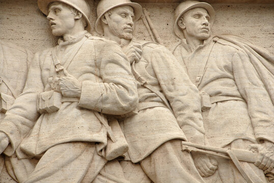 Sculptural bas-reliefs in the new courtyard of Palazzo Bo where the University of Padua is located