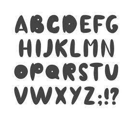 Hand drawn font. English cartoon Abc alphabet.