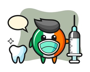 Mascot character of ireland flag badge as a dentist