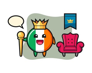 Mascot cartoon of ireland flag badge as a king