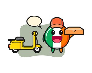 Character illustration of ireland flag badge as a pizza deliveryman