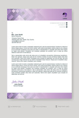 Business letterhead template with simple geometric shapes header.
