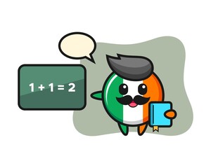 Illustration of ireland flag badge character as a teacher