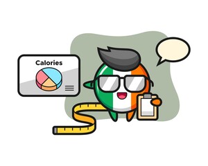 Illustration of ireland flag badge mascot as a dietitian