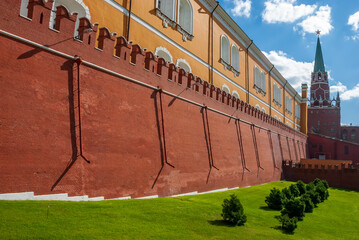 Moscow Kremlin. View of the Kremlin from the Alexander Garden. Russia. Moscow.