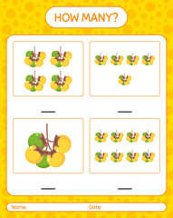 How many counting game with nance worksheet for preschool kids, kids activity sheet, printable worksheet