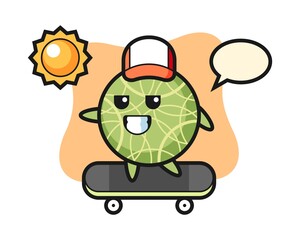 Melon character illustration ride a skateboard