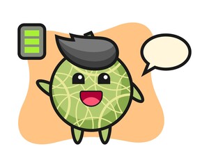 Melon mascot character with energetic gesture