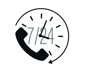 24/7 call center support vector line icon. 24 Hours a day service icon vector EPS 10