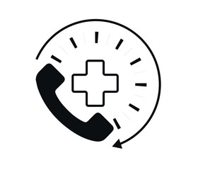 Vector image of a flat, isolated icon emergency call sign