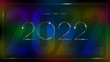 Luxurious 2022 Happy New Year elegant design bounded by an elegant golden frame.