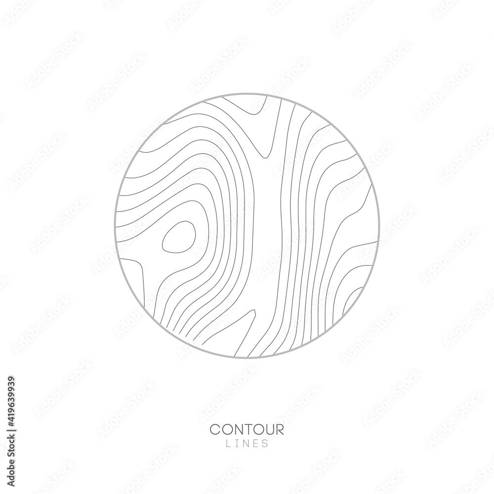 Wall mural white topographic map circle logo concept.topo map elevation lines. contour vector abstract vector i