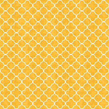 Illustration yellow quatrefoil lines material pattern background that is seamless