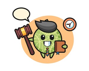 Mascot cartoon of melon as a judge