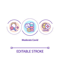 Moderate ovid concept icon. Patients with or without clinical signs of pneumonia. Worldwide pandemia idea thin line illustration. Vector isolated outline RGB color drawing. Editable stroke